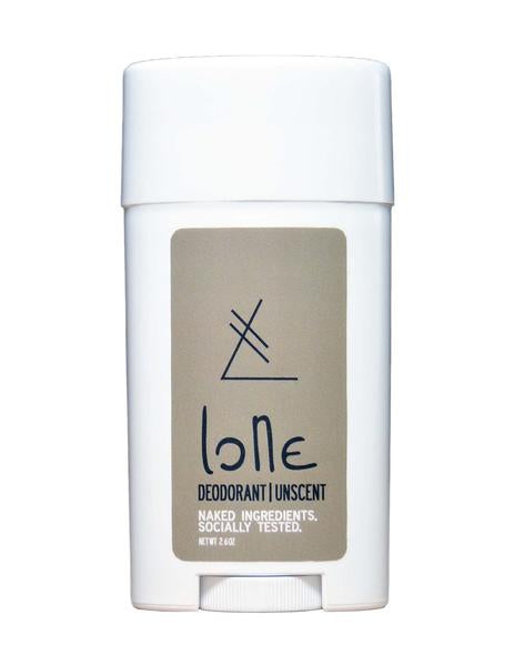 Lone Unscented Natural Deodorant. Baking soda free. Clean, non-toxic ingredients keep you smelling fresh all day!